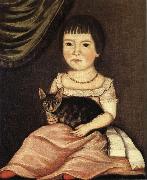 Beardsley Limner Child Posing with Cat Spain oil painting artist